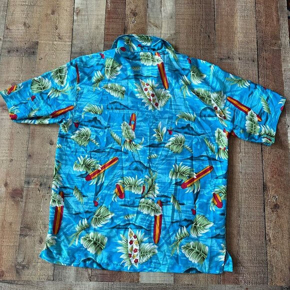 Pacific & Co Hawaiian Shirt Surfboard Print Blue Short Sleeve Button-Up XL - Picture 7 of 7
